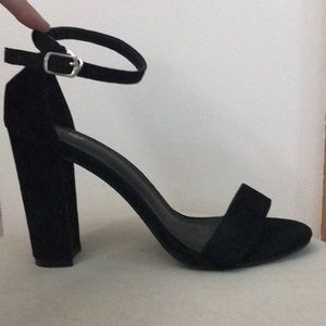 Faux Suede Nubock Black Heels